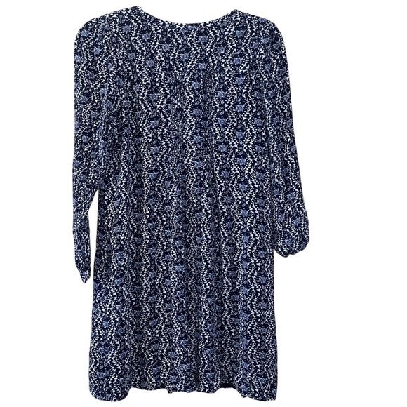 Garnet Hill Crepe Blue Patterned Dress Size Medium - Picture 2 of 11